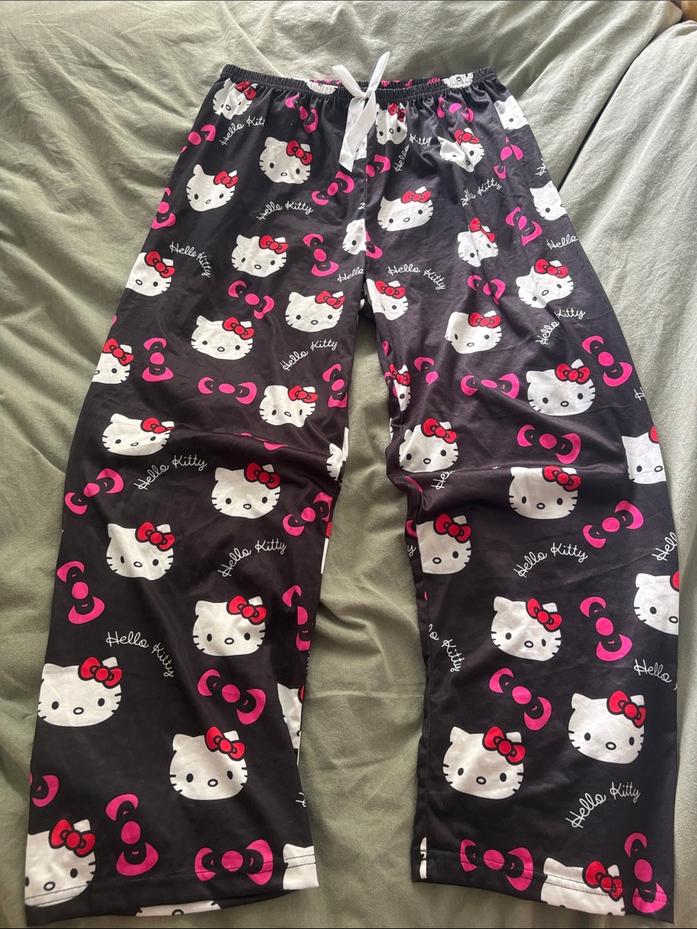 Hello Kitty Black, White and Pink Girls' Pajama Pants